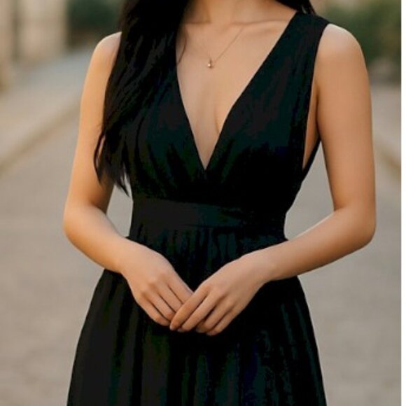 Lulus Heavenly Hues Black Maxi Dress Size Medium New NWT - Picture 3 of 15